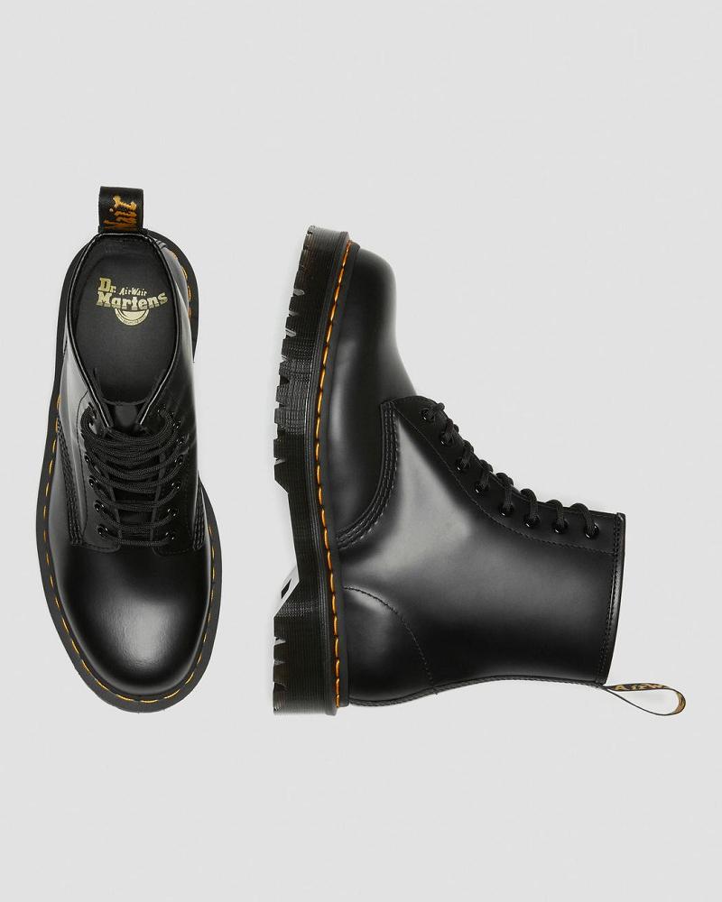 Black Men's Dr Martens 1460 Bex Smooth Leather Platform Boots | CA 552UZG